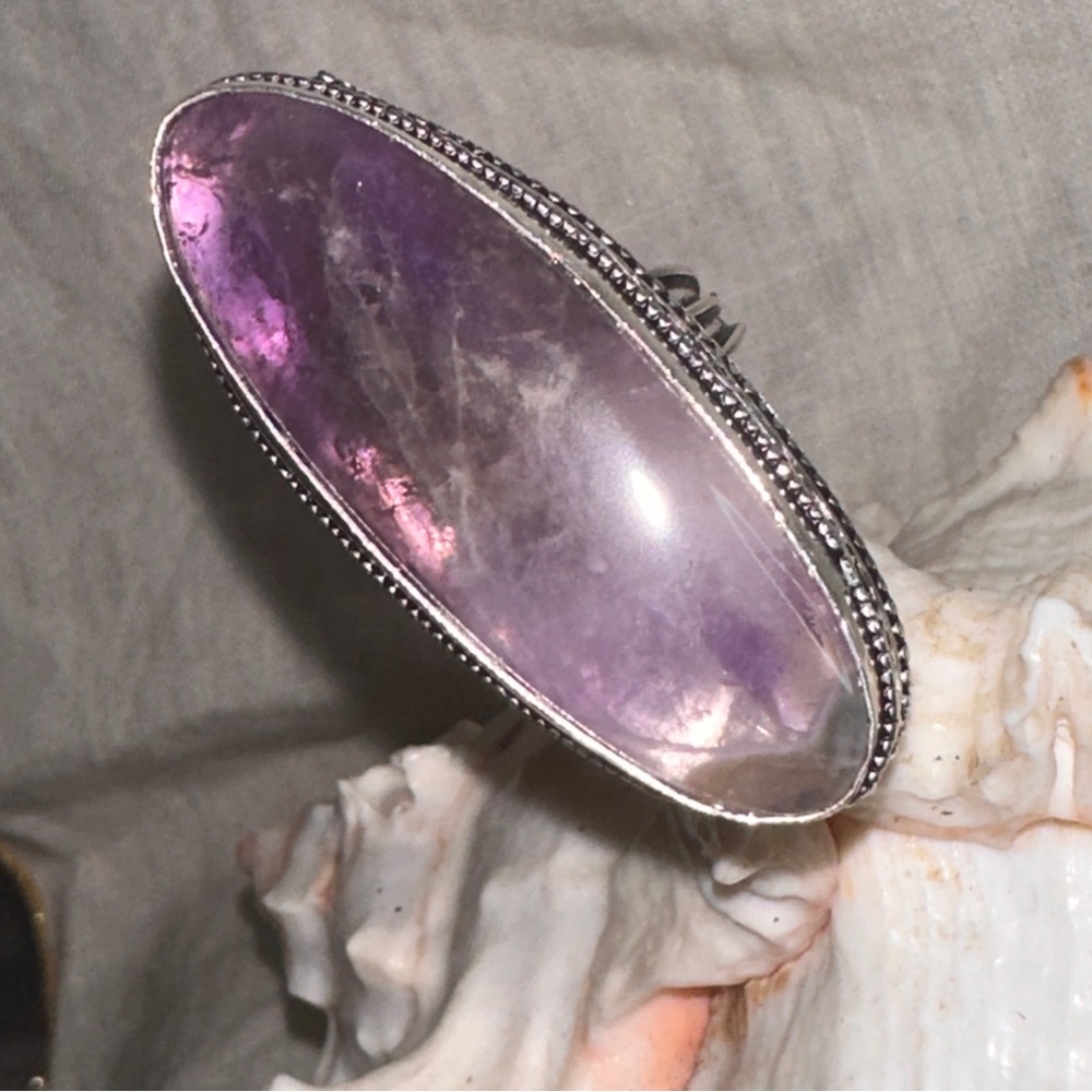 Amethyst handmade elongated statement Ring